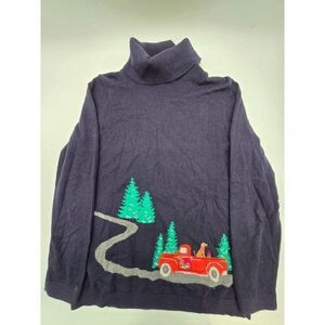 Vintage Talbot Christmas truck Turtleneck Sweater with button accents size M